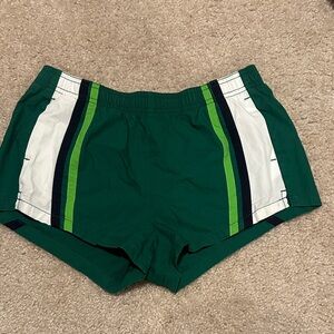 BDG Green Swim Shorts with White Waist Panel